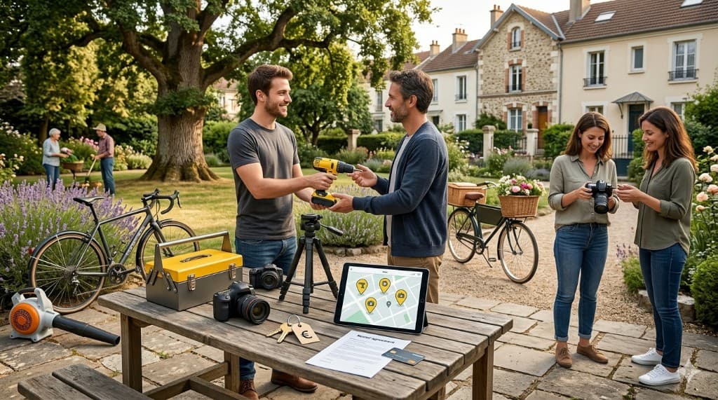 Échange d'objets entre voisins sur Lokio : perceuse, contrat et paiement sécurisé