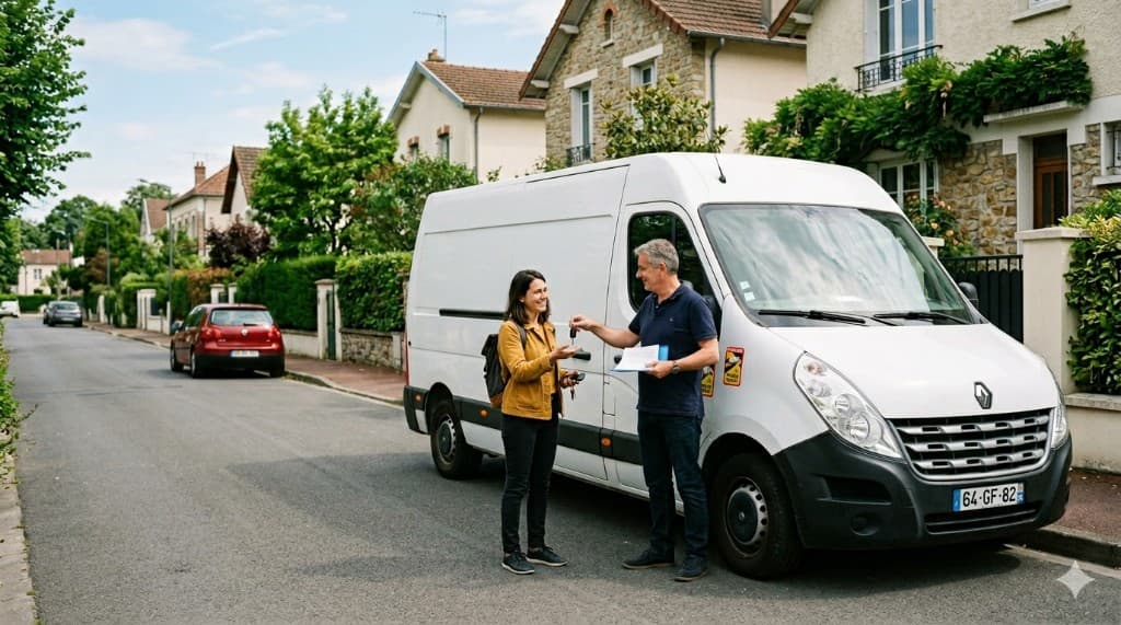 Remise des clés lors de la prise en charge d'un véhicule loué
