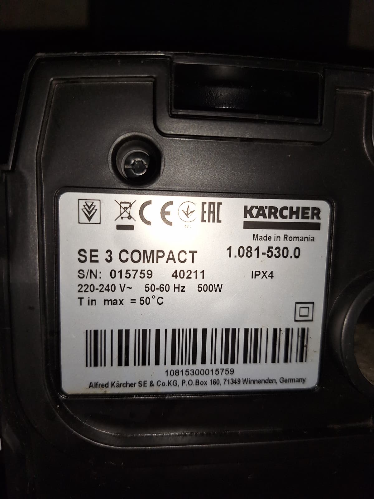 Shampouineuse Karcher SE3 Compact