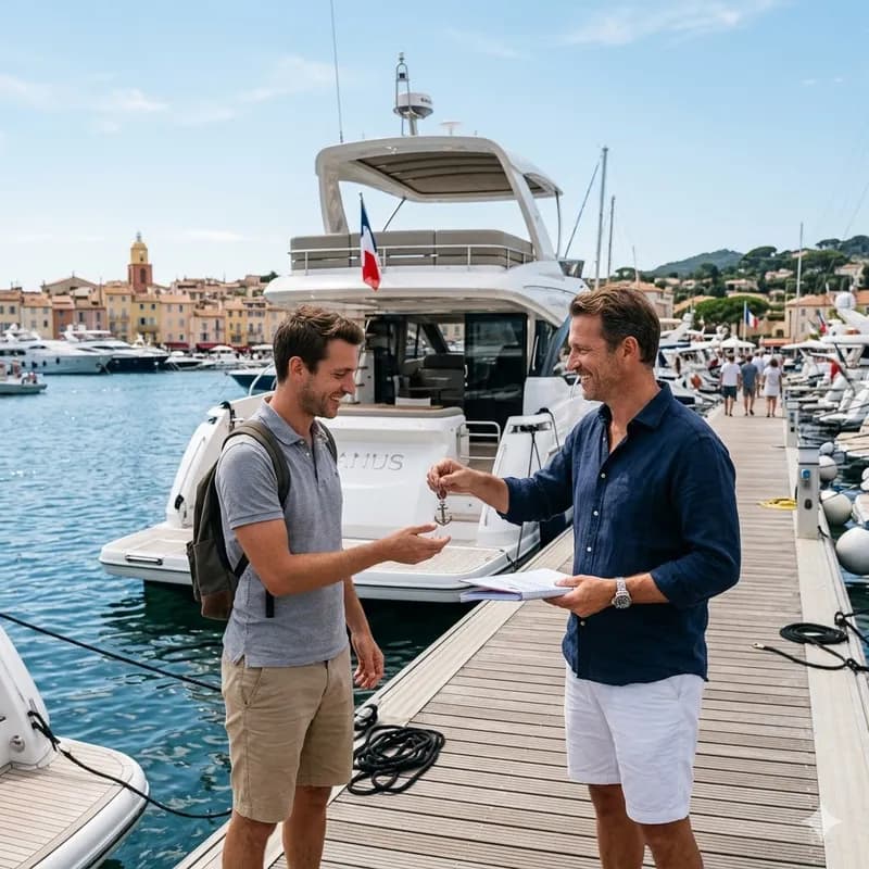 Remise de clés pour une location de bateau entre particuliers
