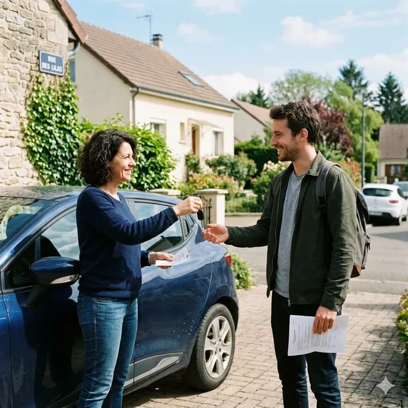 Remise de clés pour une location de voiture entre particuliers