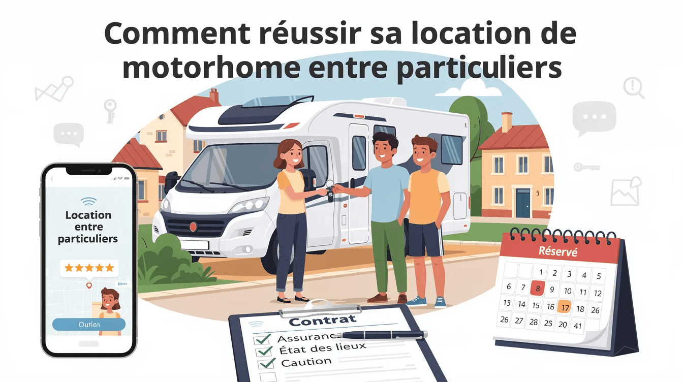 Location de motorhome entre particuliers : remise des clés, contrat, calendrier et application mobile.