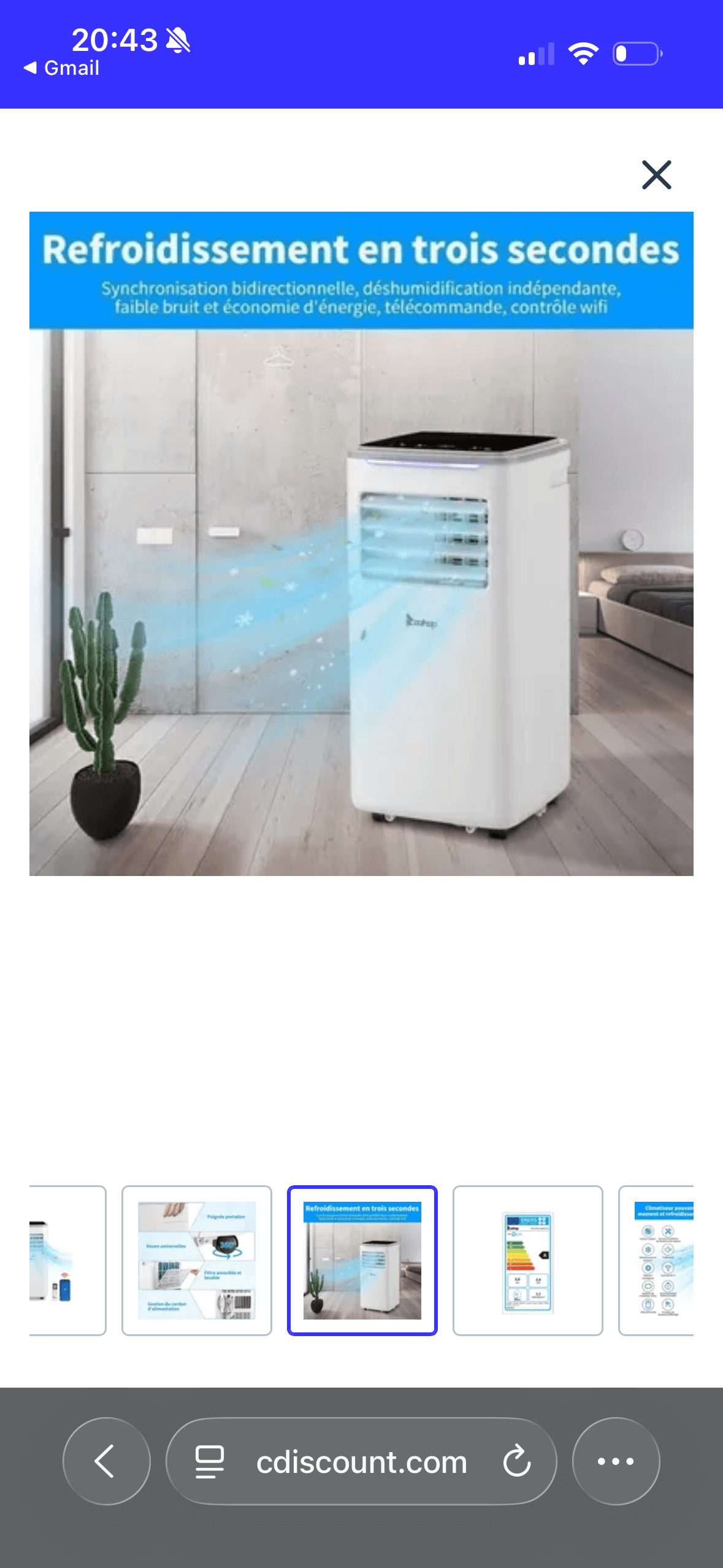 Location climatiseur mobile 10 000 BTU à Paris