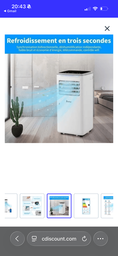 Location climatiseur mobile 10 000 BTU à Paris