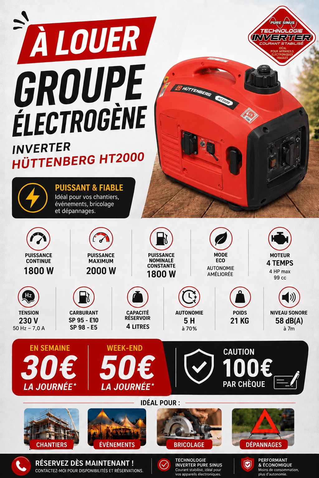 Location groupe électrogène Inverter à Épinay-sous-Sénart