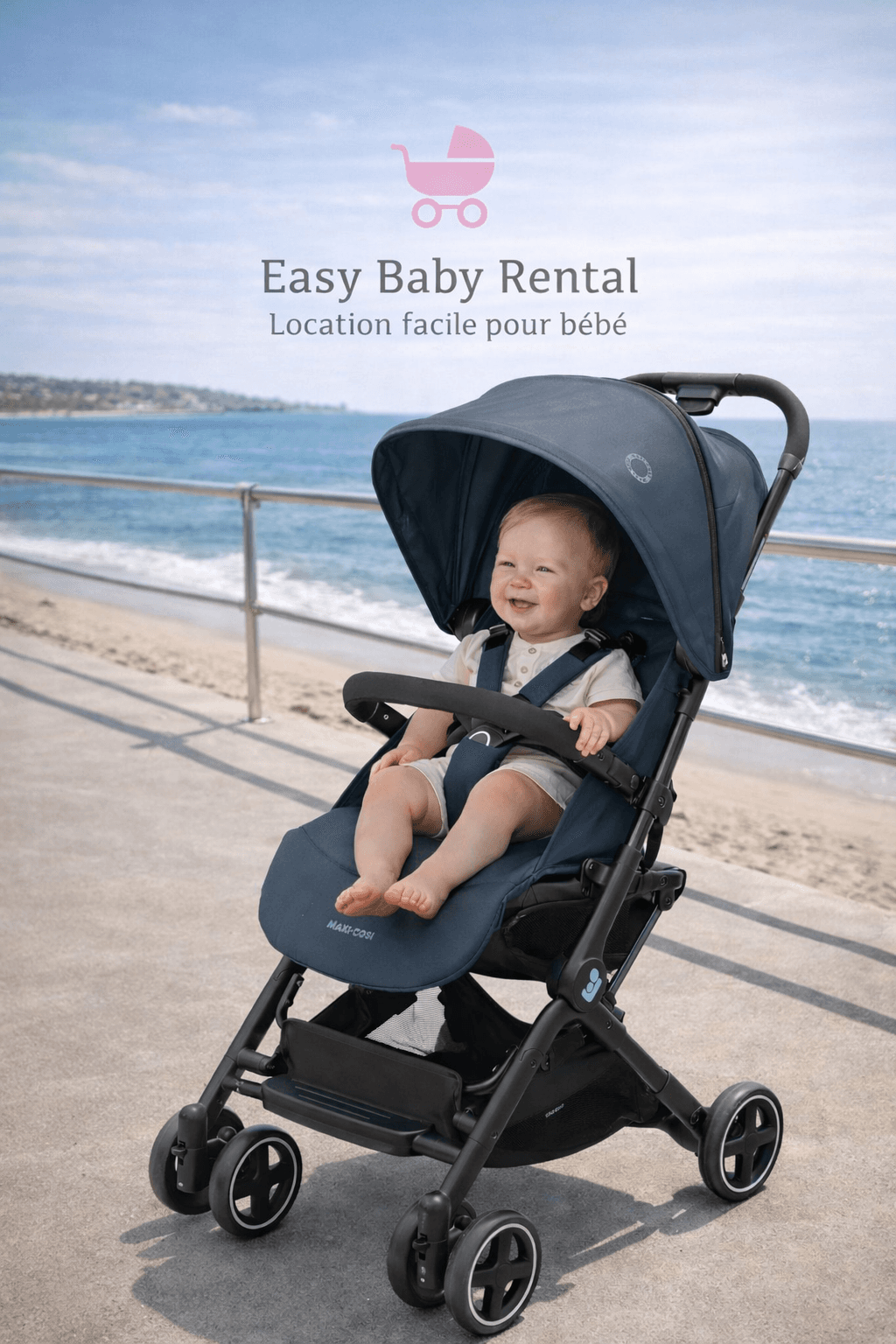 Location poussette ultra compacte – Cannes (6 mois à 3 ans)